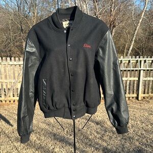 Vintage Cast Jacket Diva 42nd Street Black Embroidered Snap Coat L Wool Leather